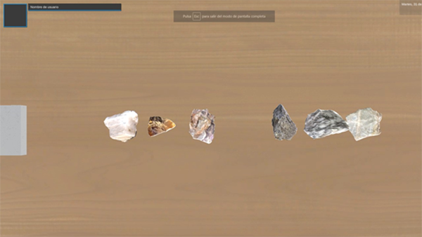 muestra de minerales aleatoria sobre la mesa de trabajo